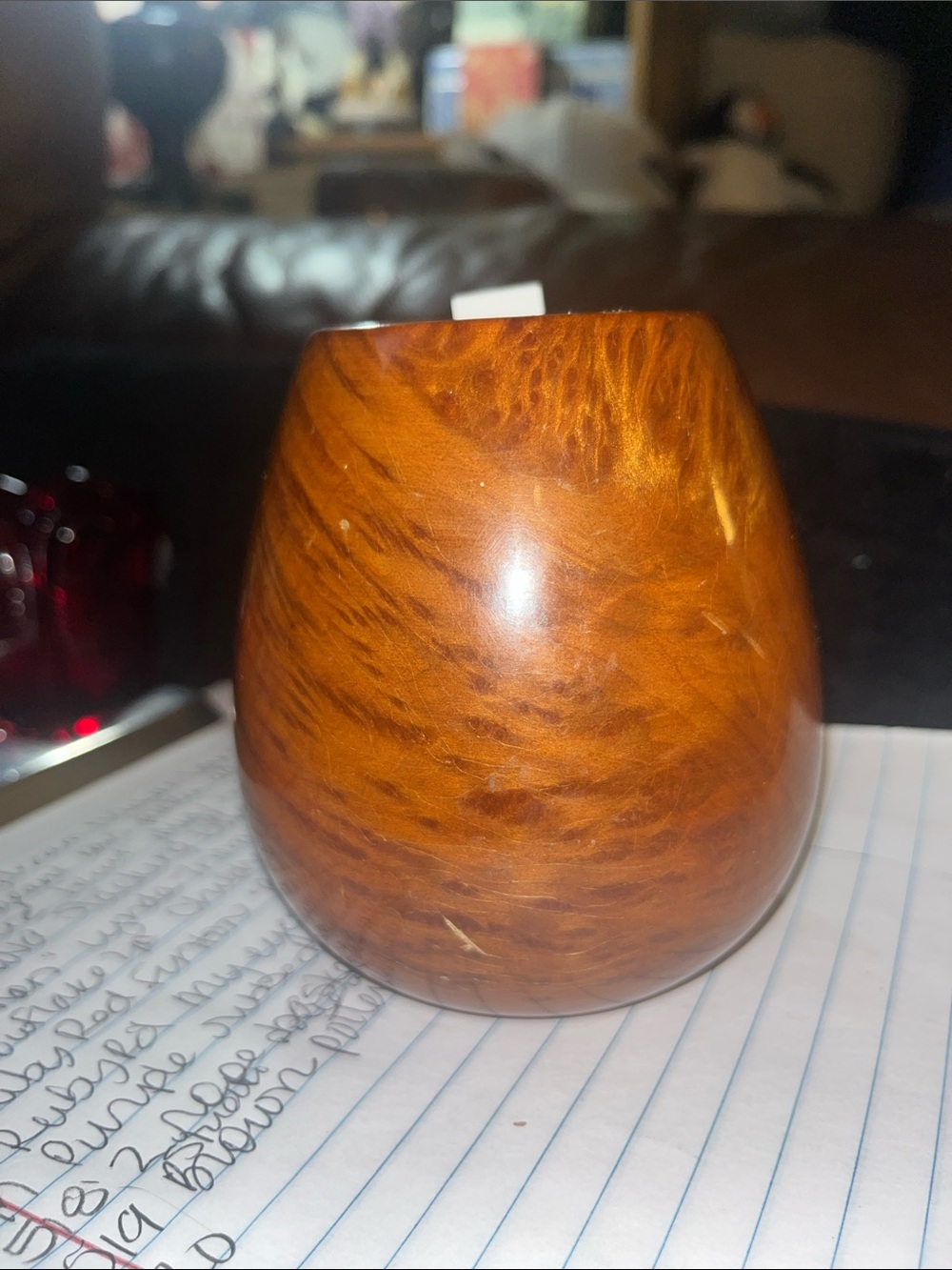Handcrafted Brown Wood Grain Decorative Vase value is a toss up. 520